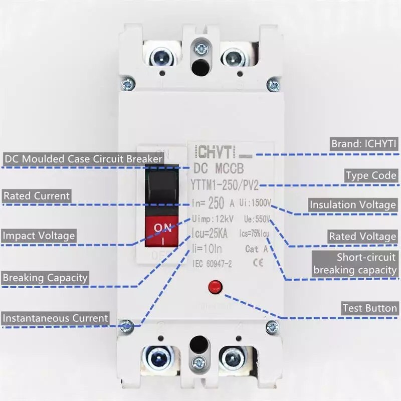 MCCB DC 250A 550V Moulded Case Circuit Breaker MCB ICHYTI YTTMI-250