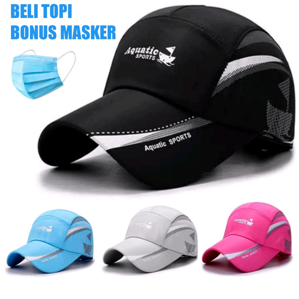 Free Ongkir Bonus Masker - Topi Distro Pria Wanita Aquatic Baseball Golf Fashion Cap Quick Dry Casua