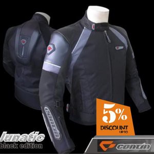 Jaket Motor Touring Contin New Lunatic Black Ori - Soft Safety Windproof Jaket Motor Touring Contin