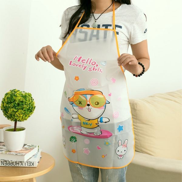 Apron Masak Transparant Celemek Dapur Waterproof Lucu Karakter Kartun