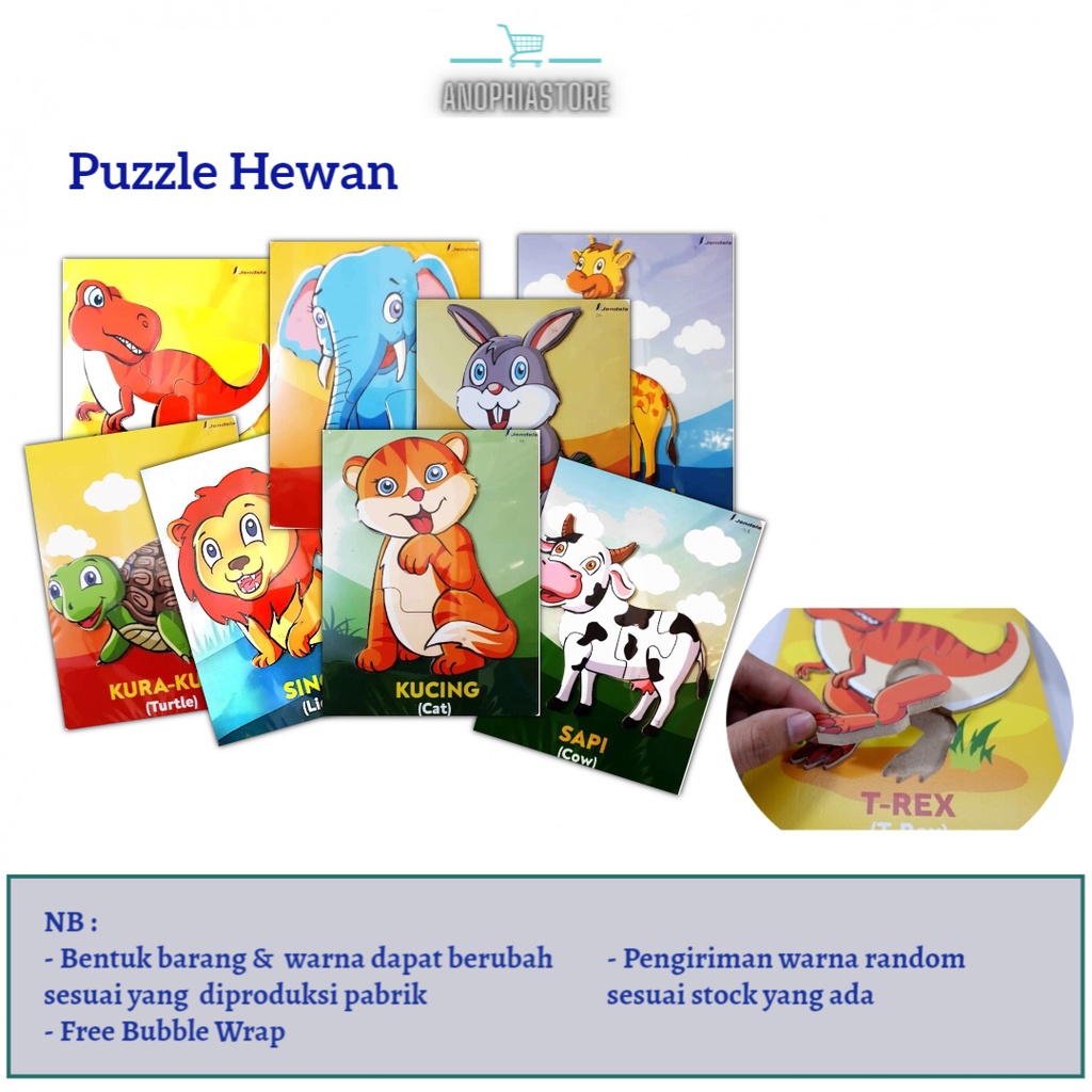 Mainan Kayu Puzzle Hewan Puzzle Binatang Puzzle Murah
