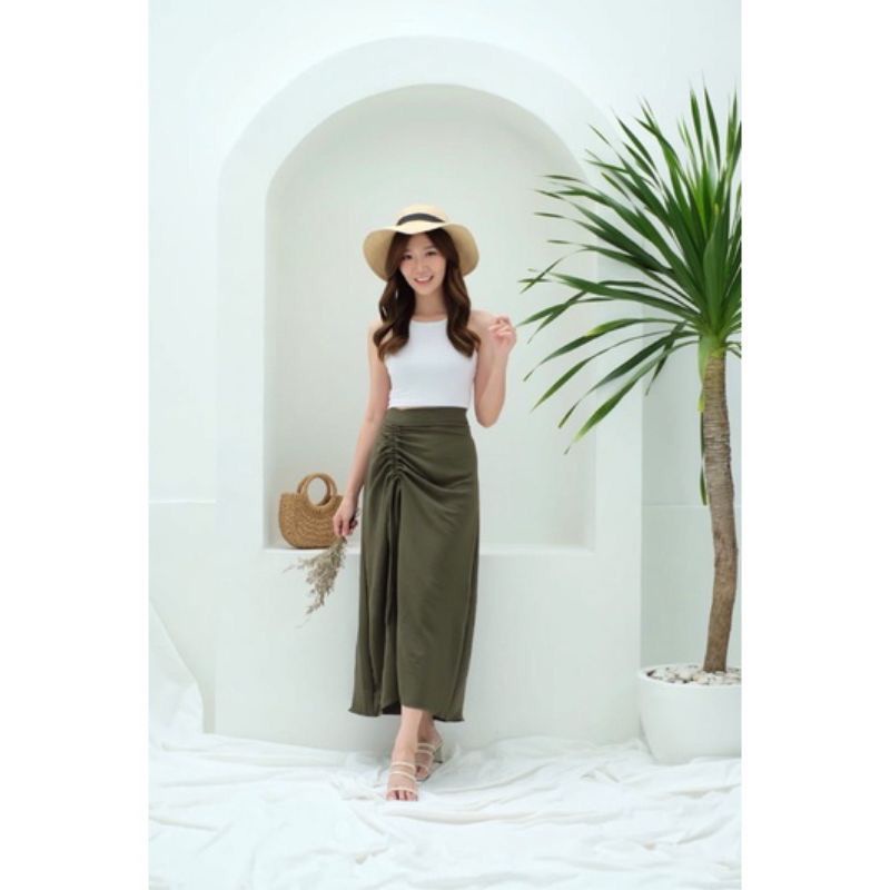 Tamara Skirt - Rok Serut Casual Korean Look - Midi Maxy Skirt - Rok Wanita Korean Terbaru - Rok Crinkle - Cod Nusantara - Izdihaar Olshop