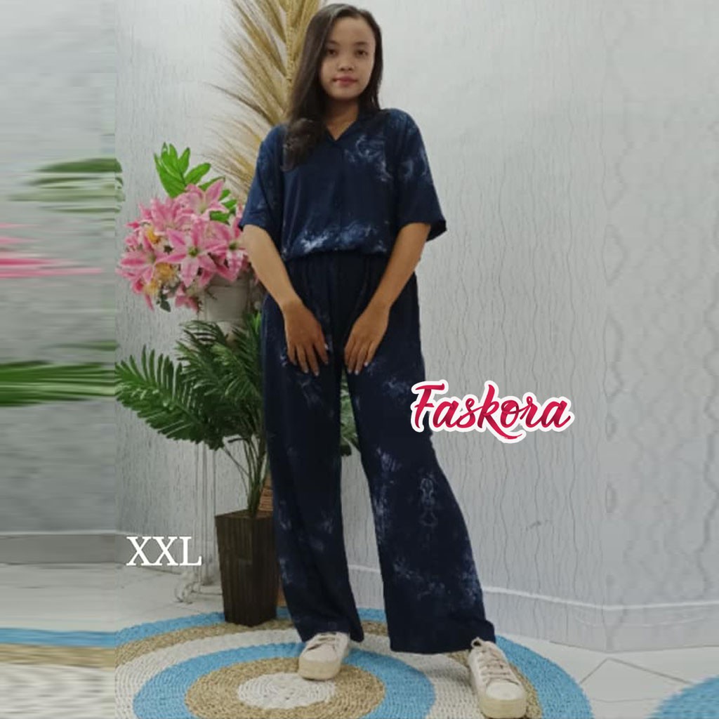 One Set Tie dye Wanita Busui Pendek - Setelan Jumbo Rayon Wanita Kekinian - Pajamas Tiedye Set STN04