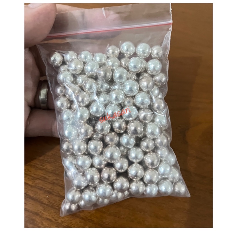 

Sprinkle mutiara Pearl silver 7mm 100gr taburan dekorasi edible