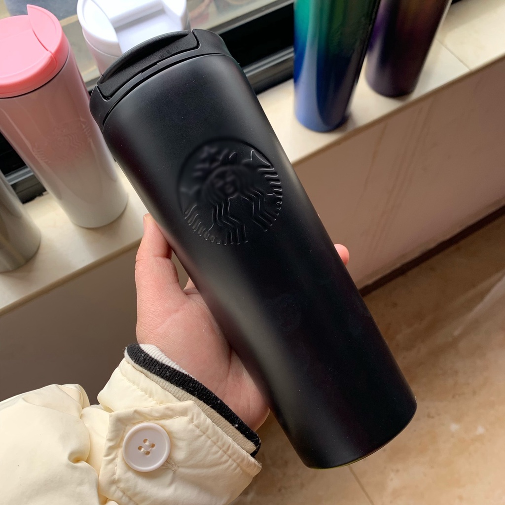 Tumbler Starbucks Termos Thermos Botol Minum Stainless Tumbler Siren Troy Starbucks Hitam Black