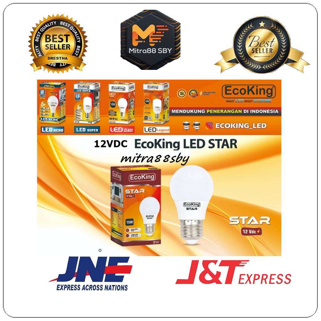 Mitra88sby Lampu bohlam led DC aki 12v ecoking star