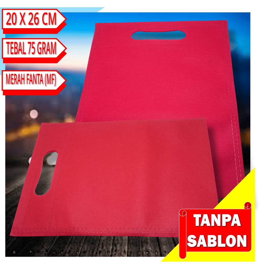 

Tas Spunbond Model Plong 20 x 26 cm warna Merah Fanta (MF)