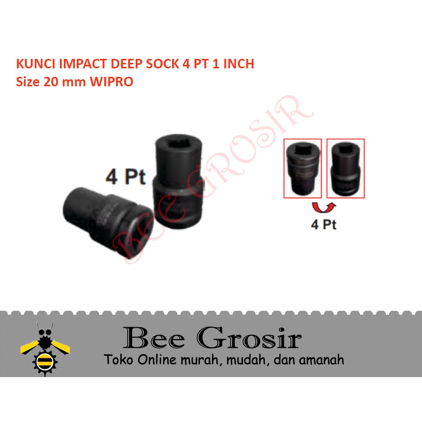 Kunci Impact Deep Sock 1 Inch 4Pt Size 20mm WIPRO