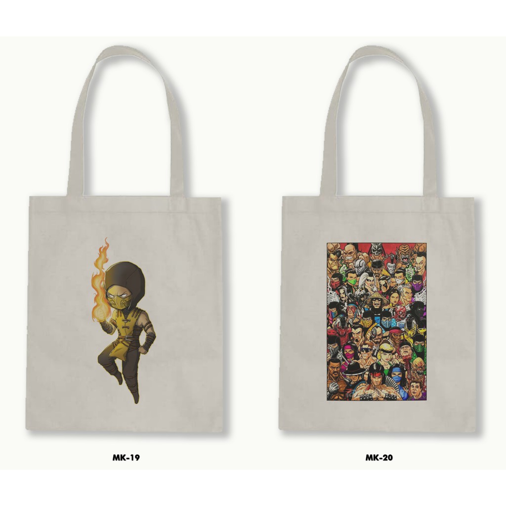 Tas Tote Bag Resleting Kanvas/Blacu  - Mortal Kombat .01