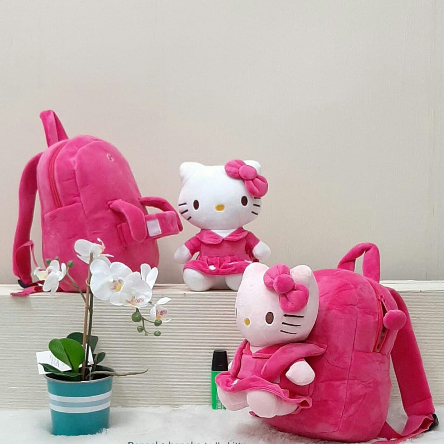 Tas Ransel & Boneka Hello Kitty tas Sekolah Main Anak-anak TK PAUD SDIT SD Boneka Kucing Hello Kitty