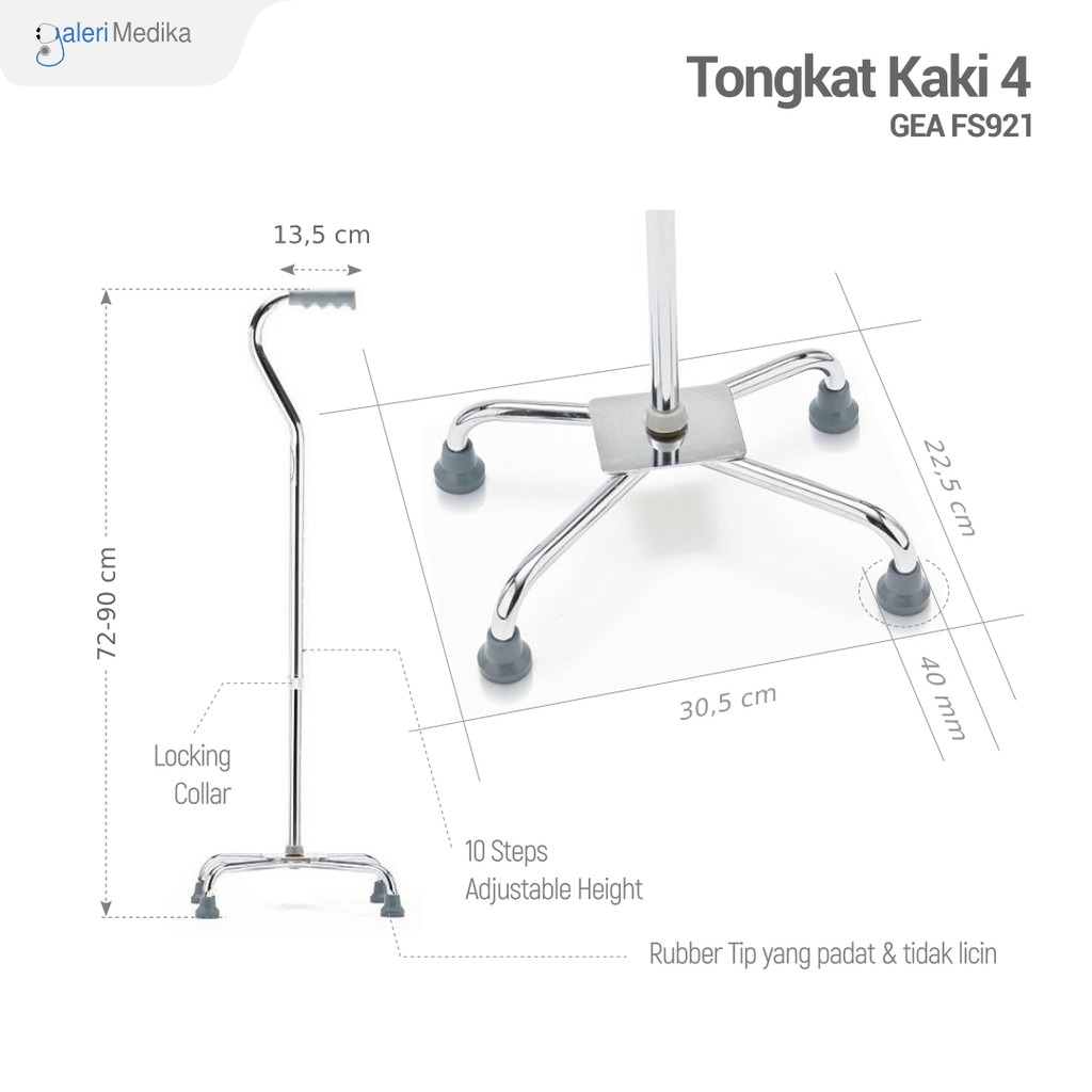 Tongkat Kaki 4 Lengkung GEA FS921 / FS-921 / FS 921 - Tongkat Bantu Jalan