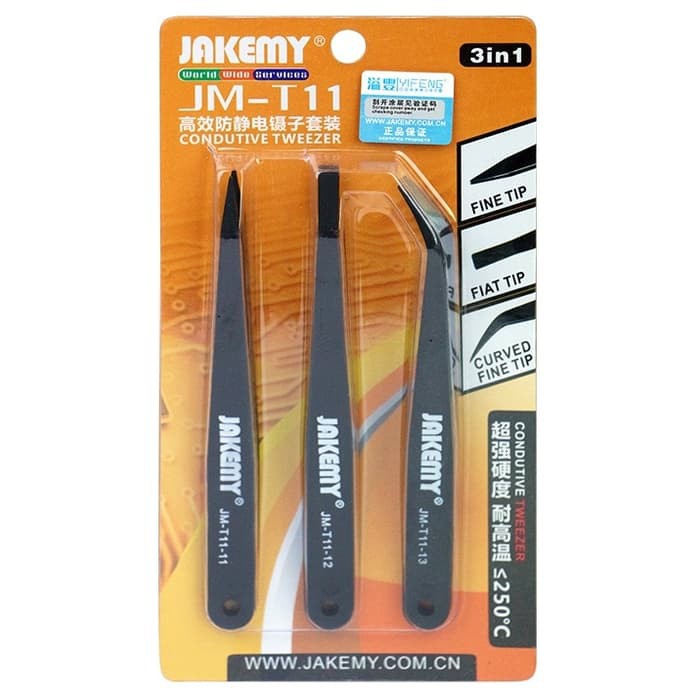 Jakemy High Anti Static Tweezers Suit 3 PCS - JM-T11