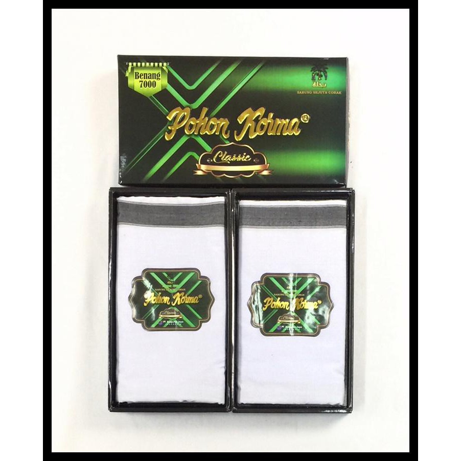 Sarung Tenun Pohon Korma Classic Putih (Grosir)