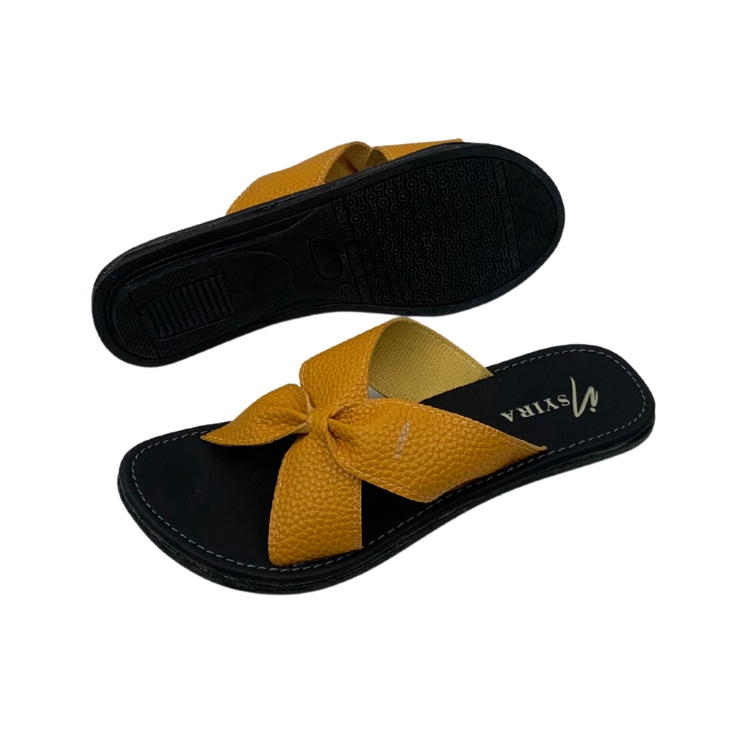 Insyira - Sandal Wanita Cecilia / Sandal Papirut Wanita Non Slip Alas Hitam / Sandal Wanita Slop Silang