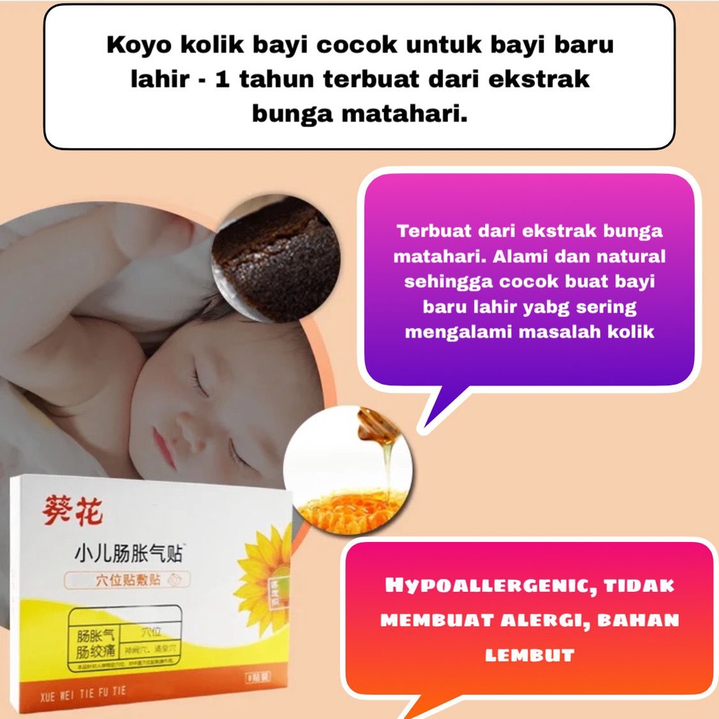 Koyo kolik bayi / Plester kolik Bayi dan Anak (Xue Wei Tie Fu Zhi Liao Tie) / koyo perut / koyo ding gui er qi tie / KOYO Masuk angin bayi / koyo sakit perut bayi / koyo salon pas / koyo anti masuk angin / koyo anti kolik