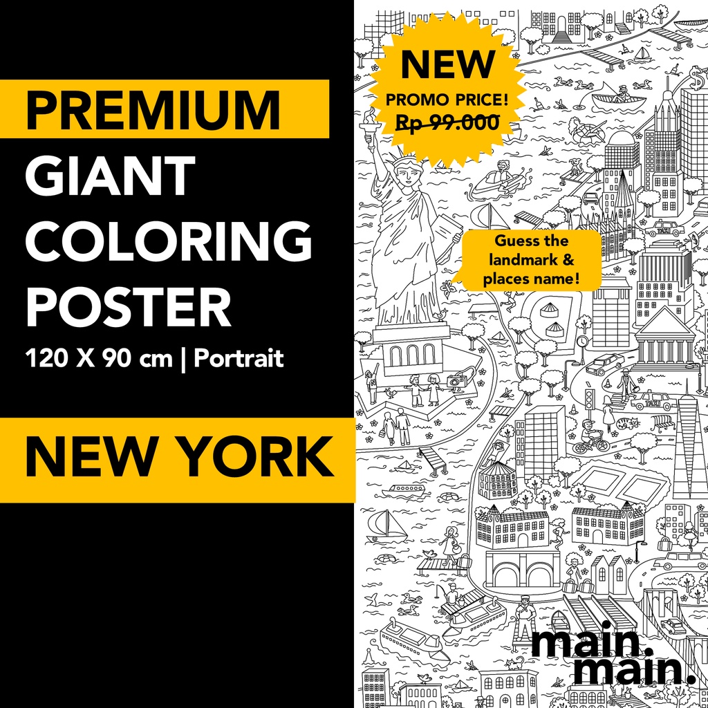

[NEW YORK] PREMIUM GIANT Coloring Poster Kertas Mewarnai Super Besar (120x90cm)