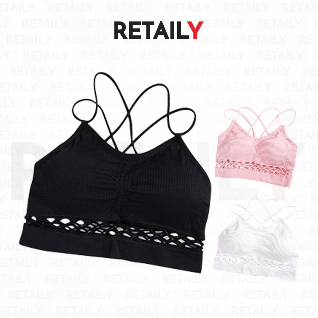 Retaily BRA316 Sport Bra Jaring Bra Olahraga Yoga Tanpa Kawat Bralette Fitness Senam