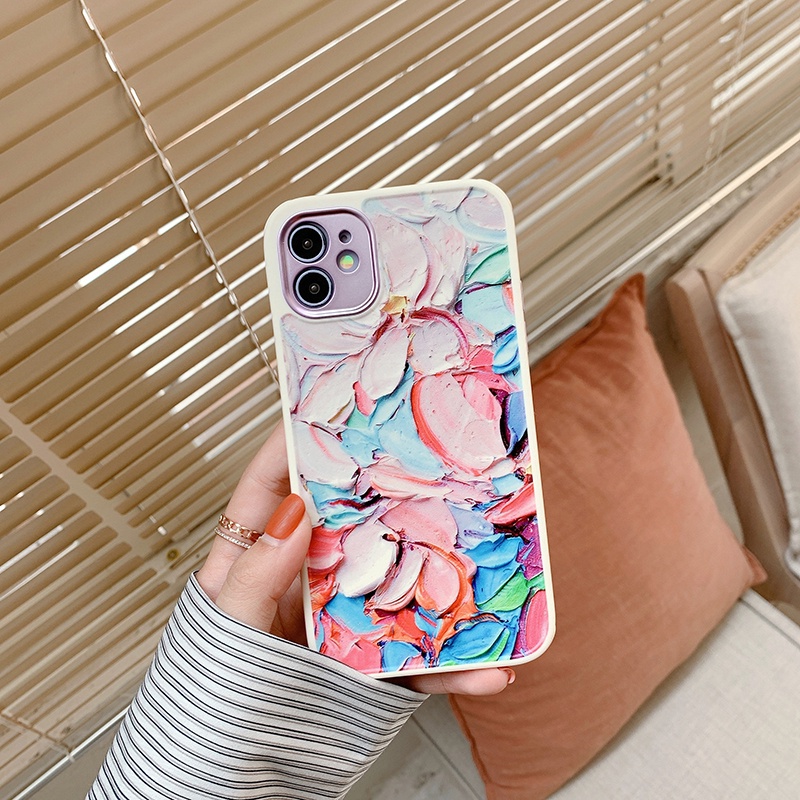 Soft Case TPU Motif Lukisan Minyak Abstrak Untuk Iphone 11 12 13 Pro Max X Xs Xr Xsmax 7 8 Plus