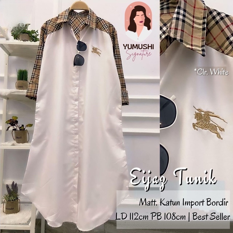 Eijaz tunik/ tunik polos bordir/ tunik big size/ tunik jumbo/ tunik polos big size / tunik putih pol