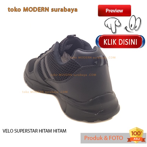 Sepatu pria sepatu casual sneakers VELO SUPERSTAR HITAM HITAM