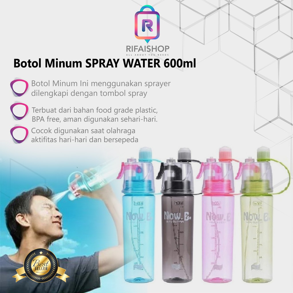Botol Minum SPRAY WATER 600ml / Now E Bottle Spray Sporty sepeda