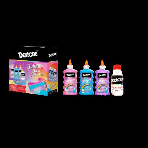 DEXTONE SLIME KIT UNICORN RAINBOW CONFETTI METALLIC GLOW IN THE DARK