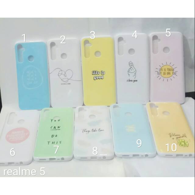 Case uv oil timbul macaron quotes Realme 5