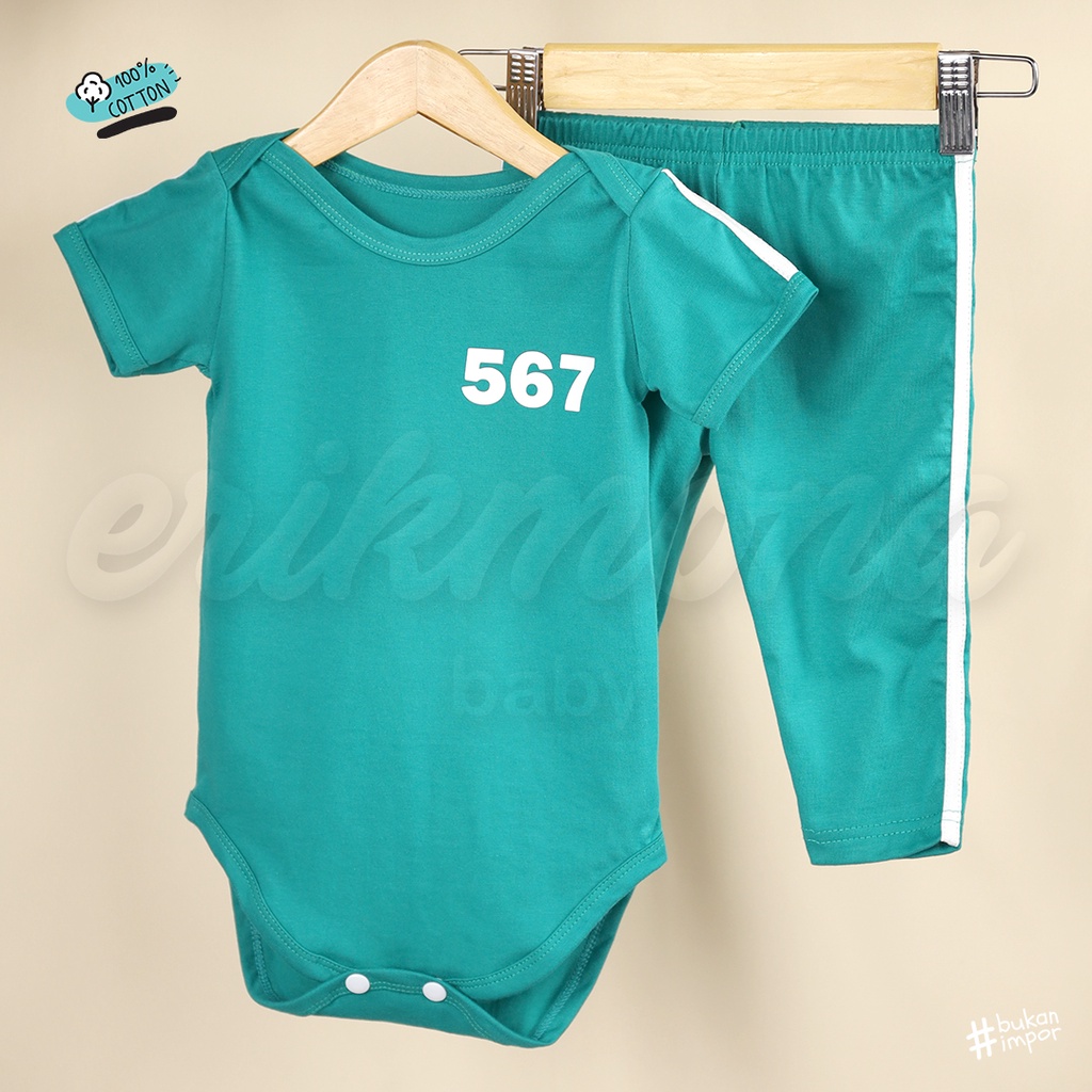 ❤️baju bayi jumper bayi model squid game ❤️ free nomor lucu