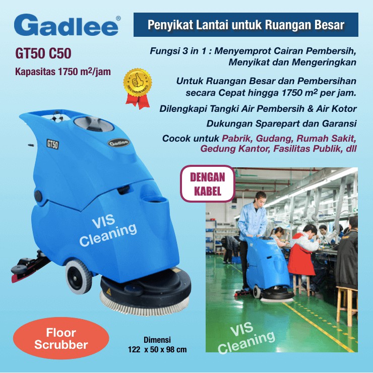 Floor Scrubber Gadlee GT50 Cable (Mesin Penyikat dan Pengering Lantai)