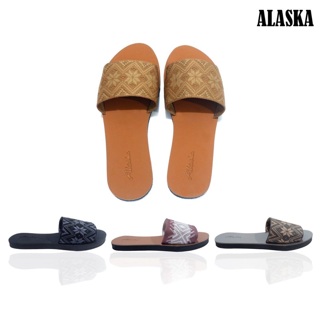 ALASKA SKT - Sandal Flat Wanita Slop Teplek Karet Rajut Import terbaru termurah