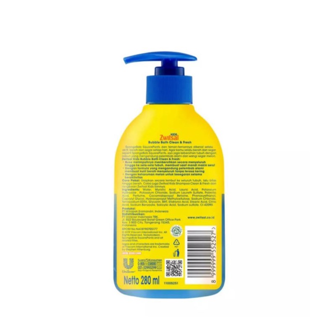 Zwitsal kids blue bubble bath 280ml/sabun cair anak biru 280 ml