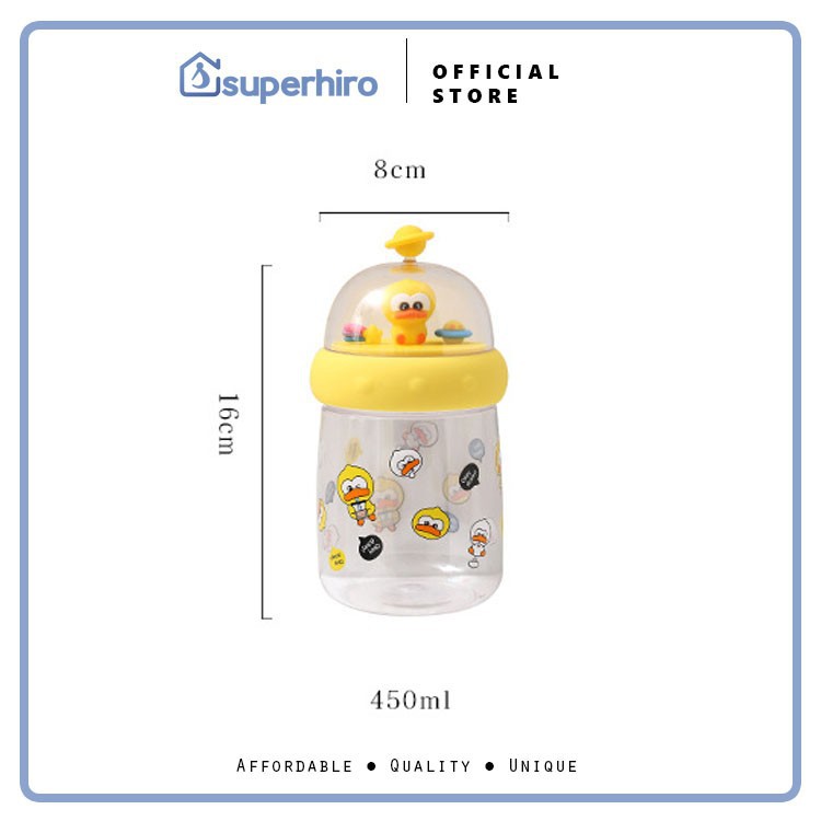 Botol Minum Anak Premium Gelas Lucu Duck Boneka 3D 450 ml