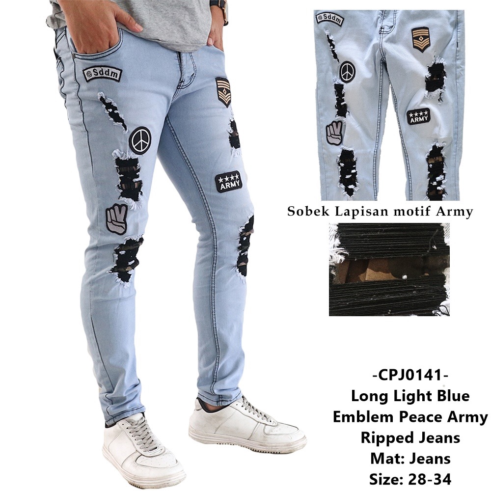 INDOFASHIONPEDIA Celana  Panjang  Model  BikerBahan Jeans 