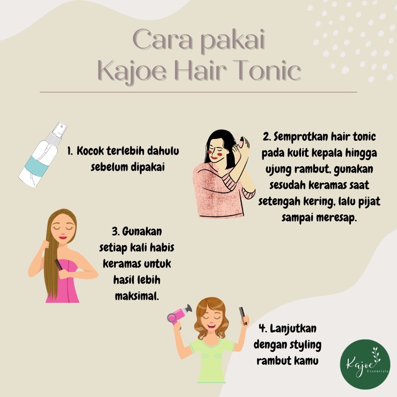 KAJOE HAIR TONIC Tonik Anti Hair Fall Penumbuh Rambut Alami Rambut Rontok Lepek Kering Rusak 100 ML