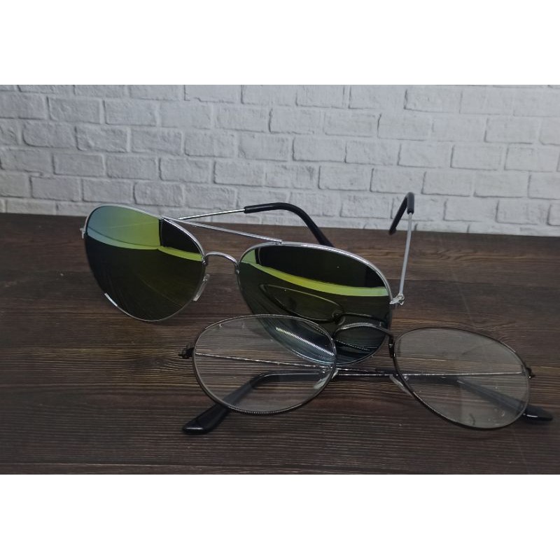 Kacamata Wanita Lensa Rangka Transparan Retro Vintage Metal Frame Eyeglasses  Polarized Ray Outdoor