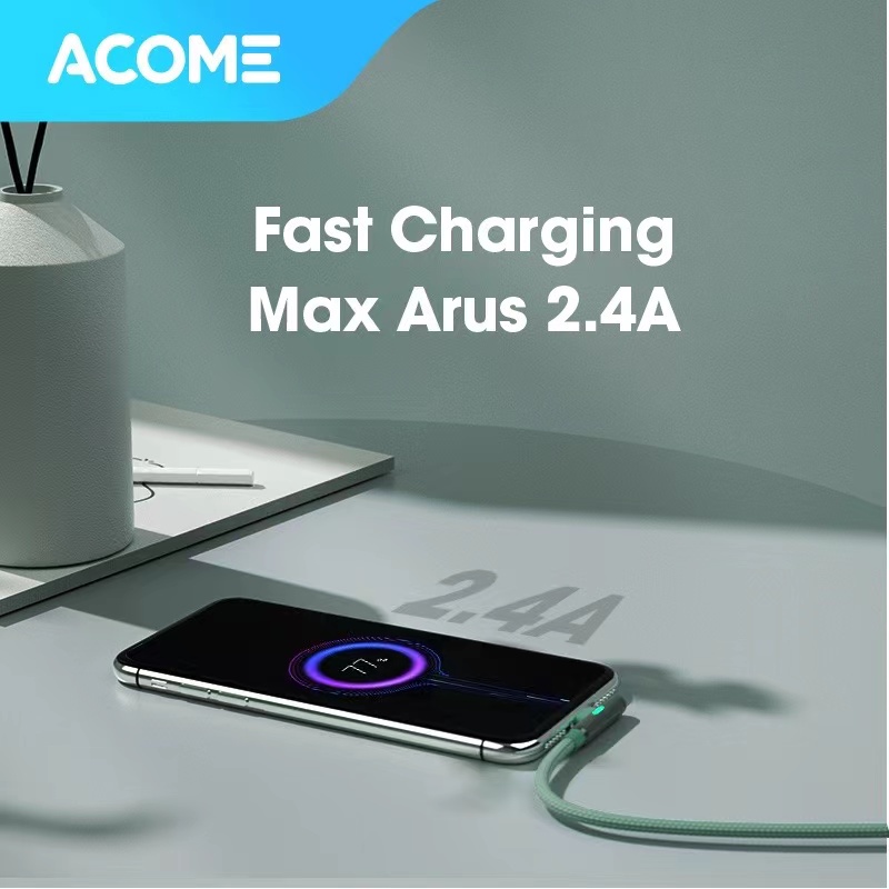 ACOME Gaming Cable Data Fast Charging Kabel Data Micro USB QC3.0 2.4 A Garansi 1 Thn AWM