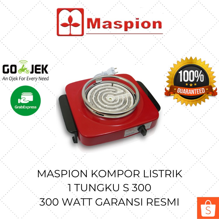Maspion Kompor Listrik Portable 1 Tungku S300 Elektrik Kecil Mini Low Watt Murah Original