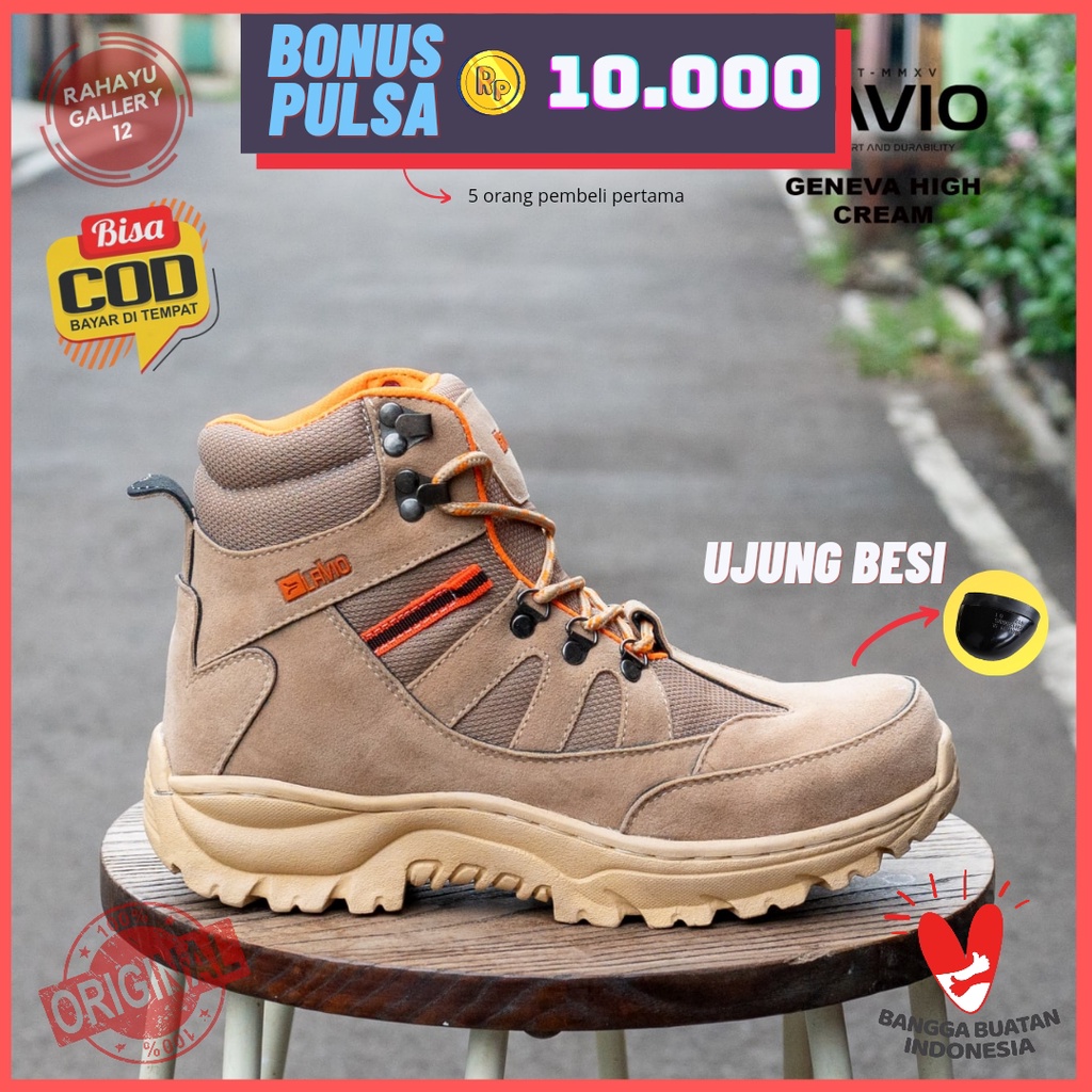 Sepatu Safety Boots Tinggi Original Lavio Geneva High Kerja Lapangan Outdoor Sefty Shoes Ujung Besi Pria Cowok