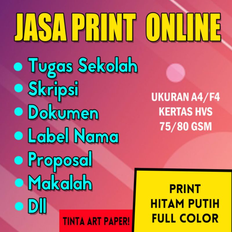 

Jasa Print Dokumen, Makalah Hitam putih/full color murah meriah