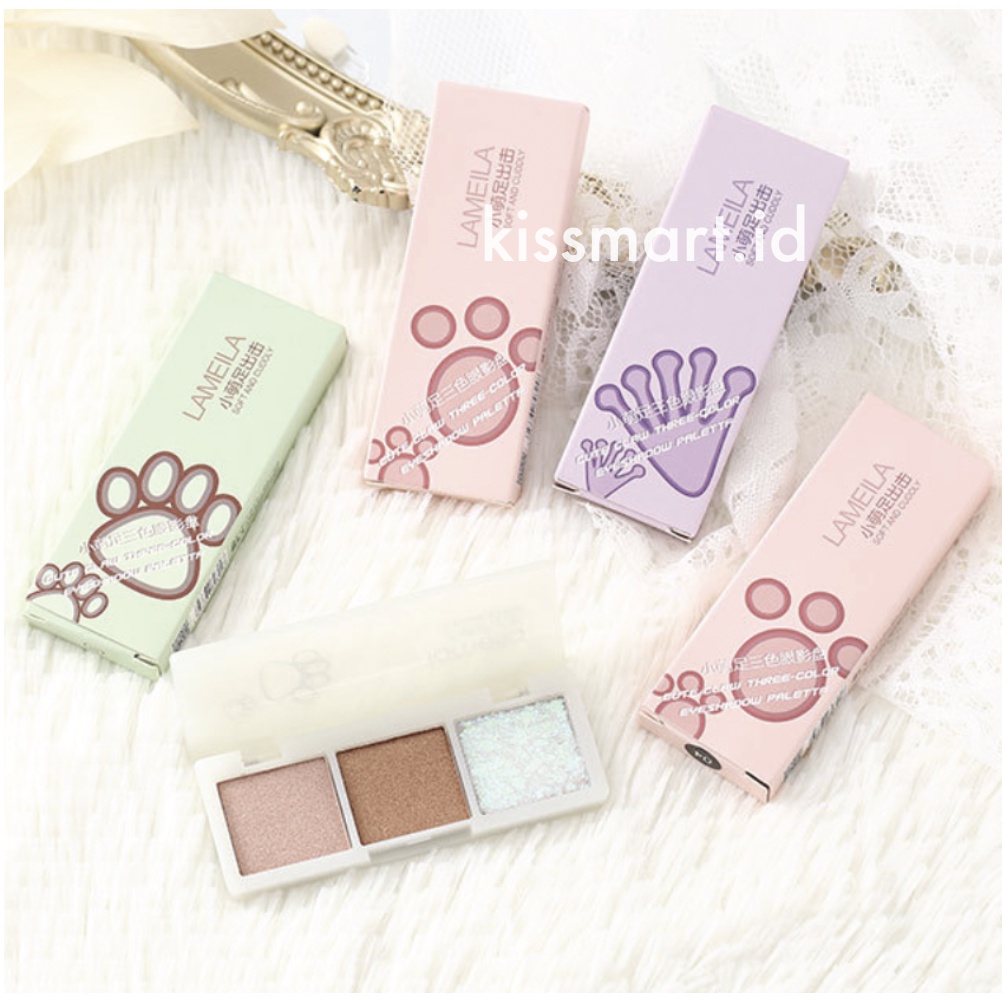 LAMEILA Cat Eyeshadow 3 Warna Tahan Lama Kombinasi Glitter LA126 5101