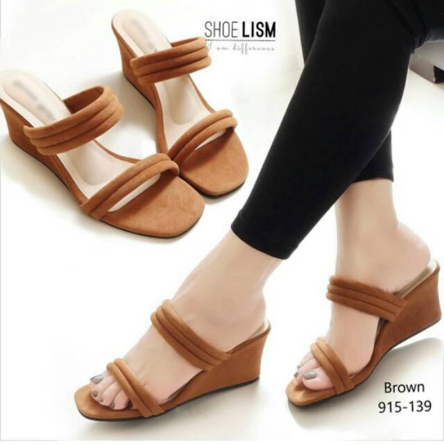 ABBUSHOES Ss 43 sandal hak wanita terbaru bahan suede