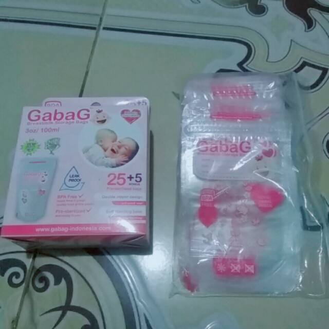 GabaG Breastmilk Storage Bags Pink 100ml Kantong ASI Double Zip Steril