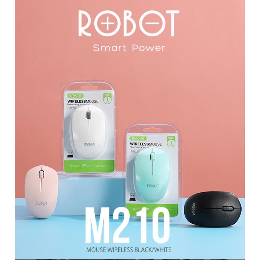 Robot Mouse Wireless M210S Silent Click - 2.4G Wireless Optical Mouse 1600 DPI