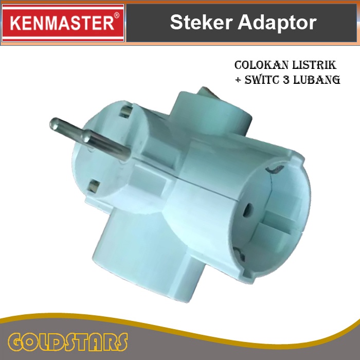 Steker Colokan Listrik 3 Lubang Kenmaster Plug Adaptor + Switch 006