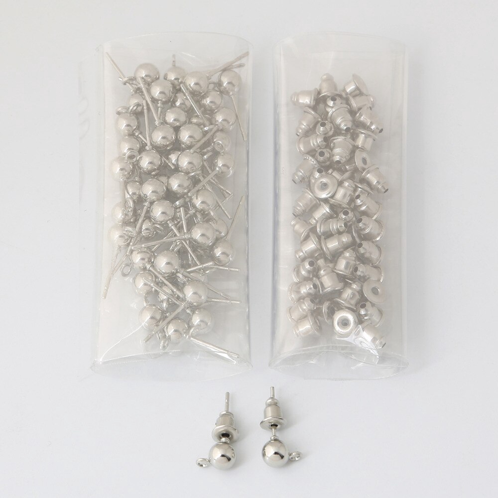 50 Pcs Pin Anting Stud Bahan Logam Untuk Aksesoris