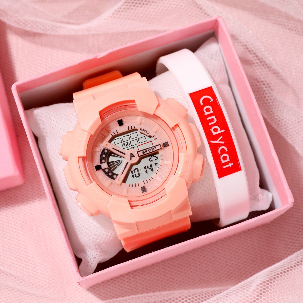Jam Tangan Elektronik Rubber Wanita Dan Pria Fashion Style Korean Import-45-4 Orange
