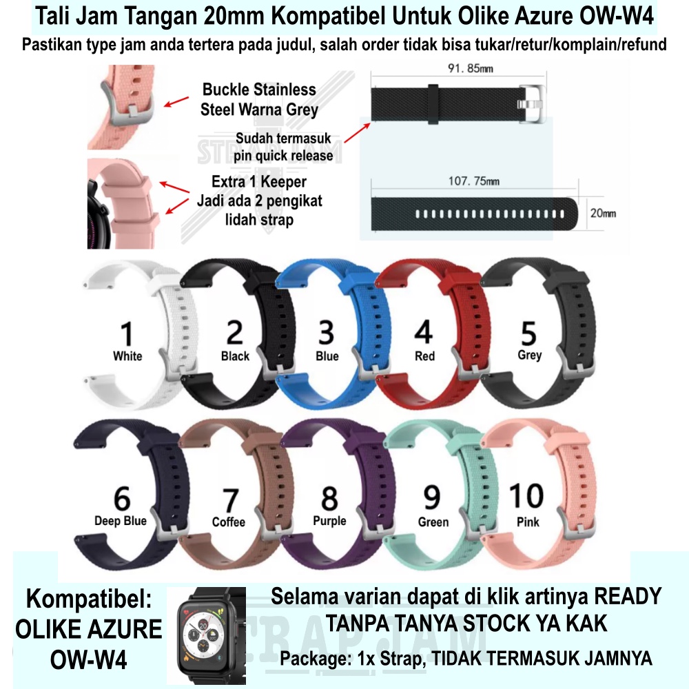 SBF Tali Jam Tangan Olike Azure OW-W4 - Strap 20mm Rubber Silikon Grey Buckle