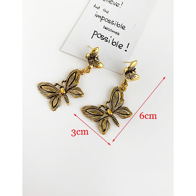 LRC Anting Tusuk Fashion Alloy Butterfly Earrings F92554