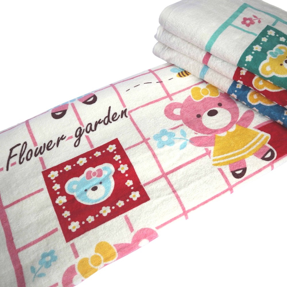 Chalmer Handuk Bayi Karakter / Baby Towel 60x120cm-GardenBearsPink