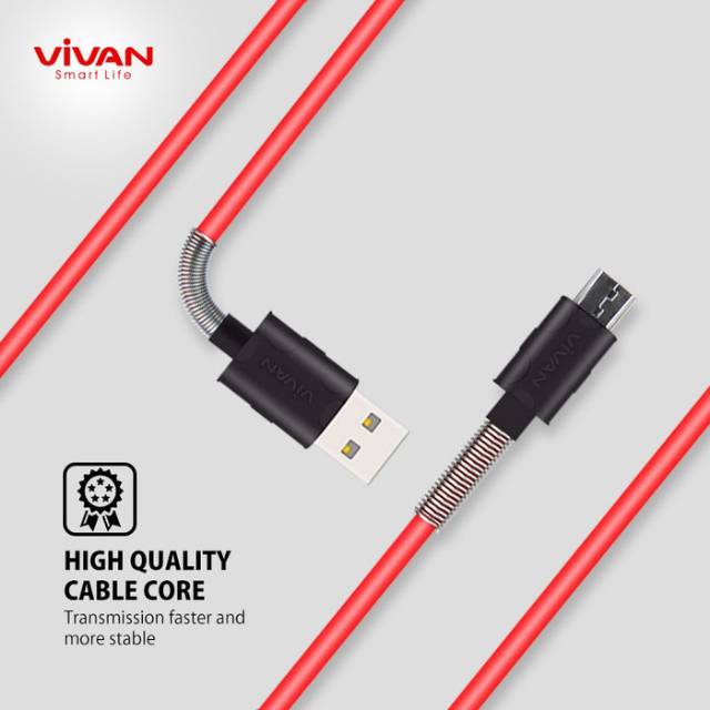 KABEL DATA VIVAN FM100 s fm100s 2,4A 1M spring micro USB data cable